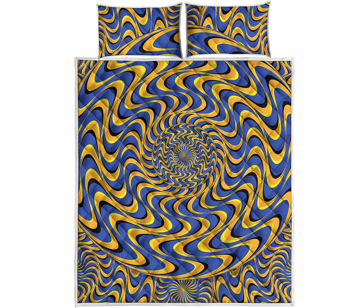 Blue And Yellow Motion Illusion Print Quilt Bed Set