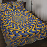 Blue And Yellow Motion Illusion Print Quilt Bed Set