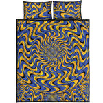 Blue And Yellow Motion Illusion Print Quilt Bed Set