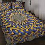 Blue And Yellow Motion Illusion Print Quilt Bed Set