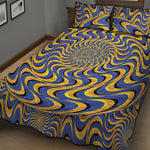 Blue And Yellow Motion Illusion Print Quilt Bed Set