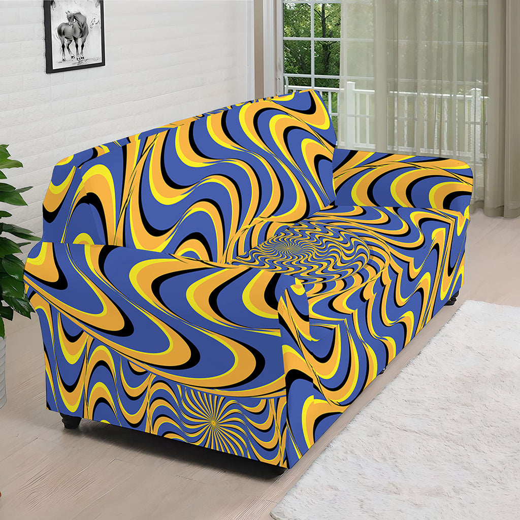 Blue And Yellow Motion Illusion Print Sofa Cover
