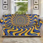 Blue And Yellow Motion Illusion Print Sofa Protector