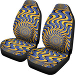 Blue And Yellow Motion Illusion Print Universal Fit Car Seat Covers