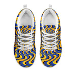 Blue And Yellow Motion Illusion Print White Sneakers