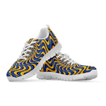 Blue And Yellow Motion Illusion Print White Sneakers