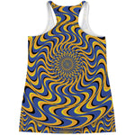 Blue And Yellow Motion Illusion Print Women's Racerback Tank Top