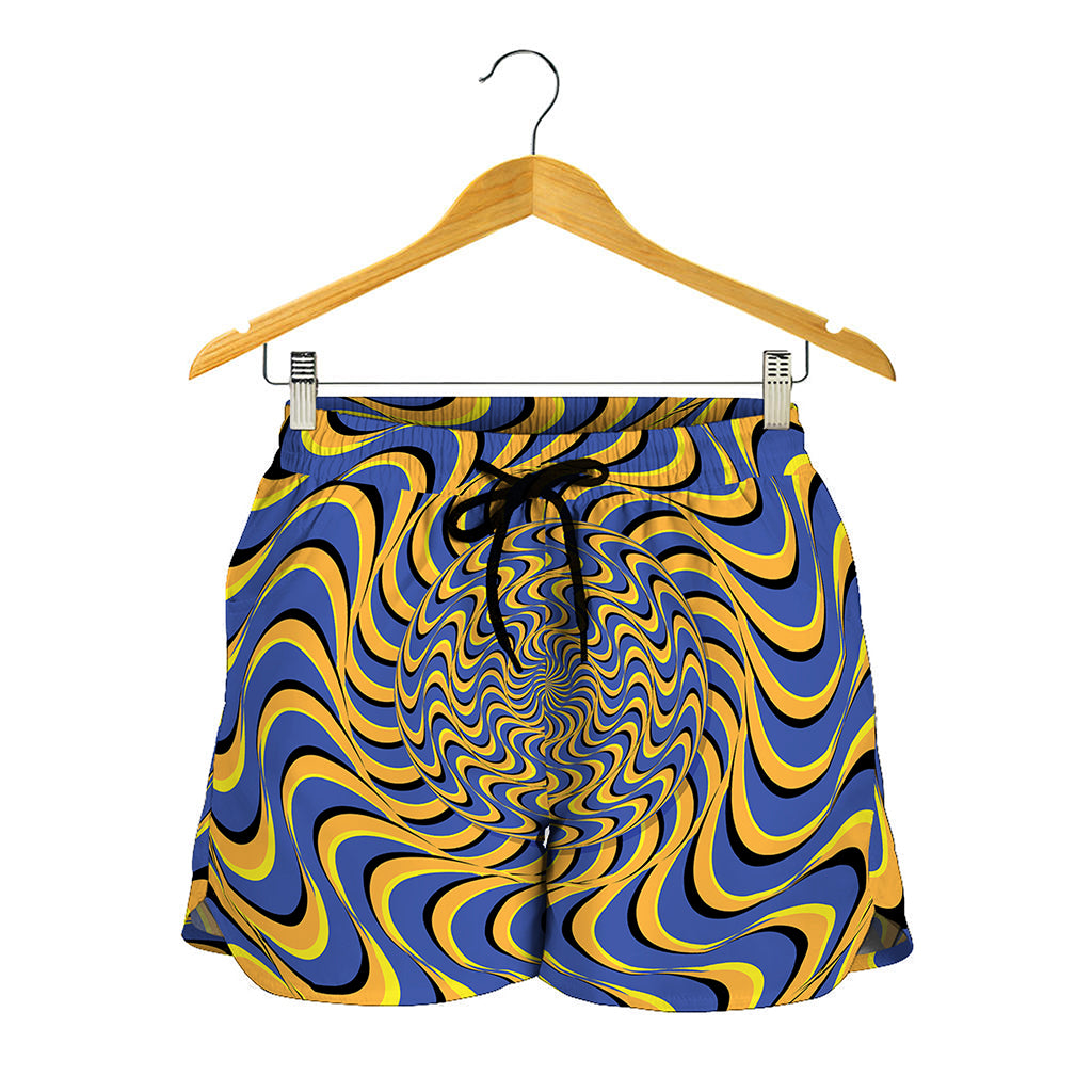 Blue And Yellow Motion Illusion Print Women's Shorts