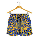 Blue And Yellow Motion Illusion Print Women's Shorts