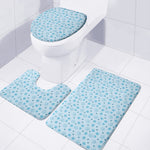Blue Animal Paw Pattern Print 3 Piece Bath Mat Set