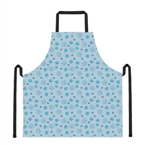 Blue Animal Paw Pattern Print Apron