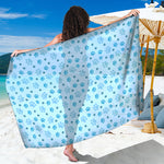Blue Animal Paw Pattern Print Beach Sarong Wrap