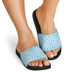 Blue Animal Paw Pattern Print Black Slide Sandals