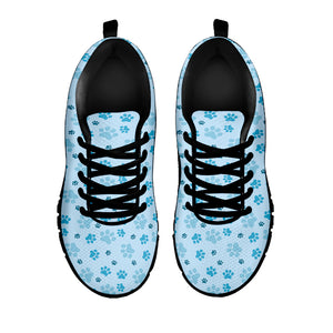 Blue Animal Paw Pattern Print Black Sneakers