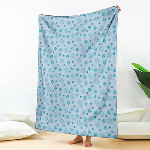 Blue Animal Paw Pattern Print Blanket