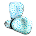 Blue Animal Paw Pattern Print Boxing Gloves