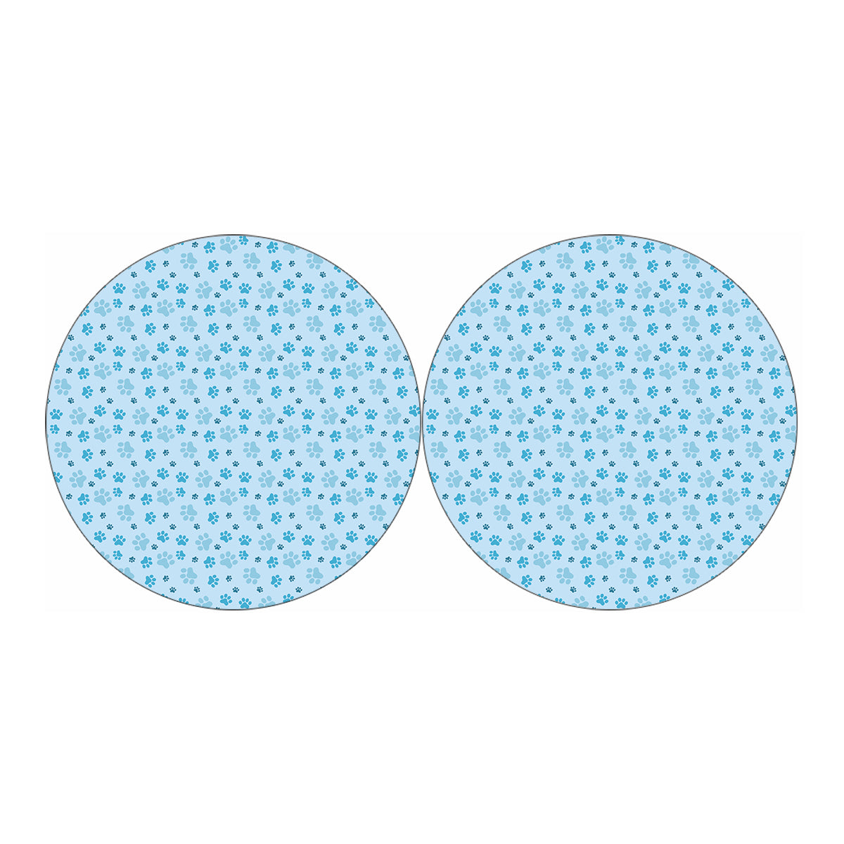 Blue Animal Paw Pattern Print Car Coasters