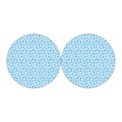Blue Animal Paw Pattern Print Car Coasters