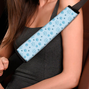 Blue Animal Paw Pattern Print Car Seat Belt Covers