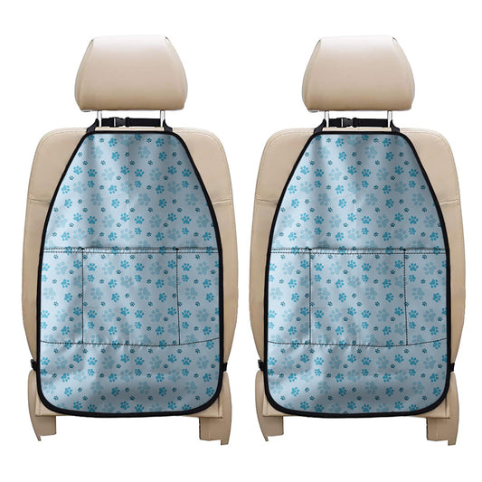 Blue Animal Paw Pattern Print Car Seat Organizers