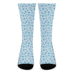 Blue Animal Paw Pattern Print Crew Socks