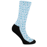 Blue Animal Paw Pattern Print Crew Socks