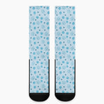 Blue Animal Paw Pattern Print Crew Socks
