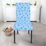 Blue Animal Paw Pattern Print Dining Chair Slipcover