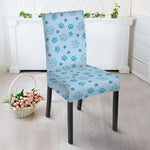 Blue Animal Paw Pattern Print Dining Chair Slipcover