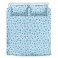Blue Animal Paw Pattern Print Duvet Cover Bedding Set