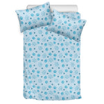 Blue Animal Paw Pattern Print Duvet Cover Bedding Set