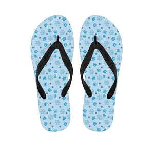 Blue Animal Paw Pattern Print Flip Flops