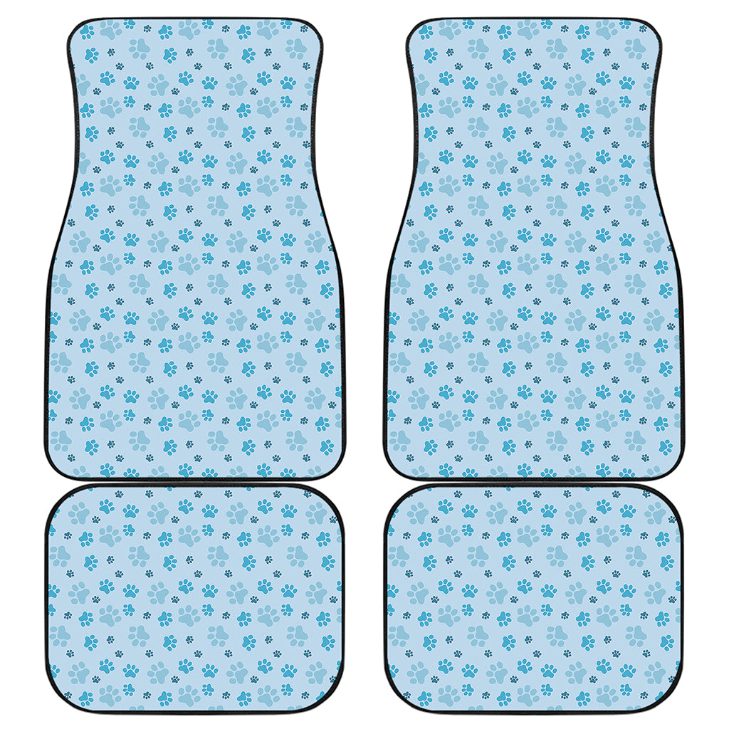 Blue Animal Paw Pattern Print Front and Back Car Floor Mats