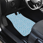 Blue Animal Paw Pattern Print Front and Back Car Floor Mats