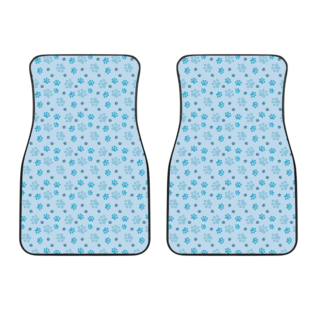 Blue Animal Paw Pattern Print Front Car Floor Mats