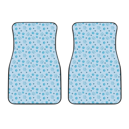 Blue Animal Paw Pattern Print Front Car Floor Mats