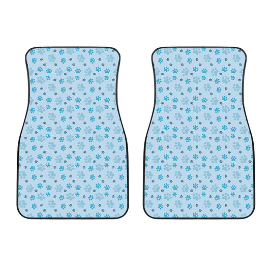 Blue Animal Paw Pattern Print Front Car Floor Mats