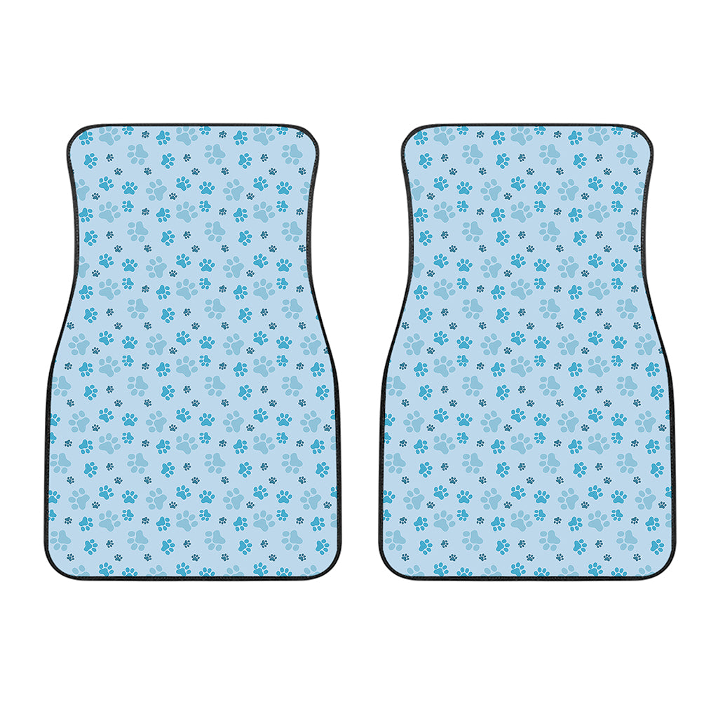 Blue Animal Paw Pattern Print Front Car Floor Mats