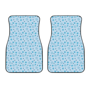 Blue Animal Paw Pattern Print Front Car Floor Mats