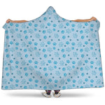 Blue Animal Paw Pattern Print Hooded Blanket
