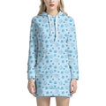Blue Animal Paw Pattern Print Pullover Hoodie Dress
