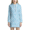 Blue Animal Paw Pattern Print Hoodie Dress