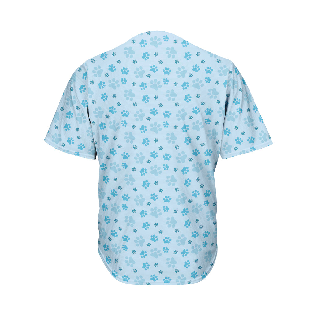 Blue Animal Paw Pattern Print Men's Baseball Jersey