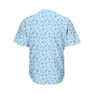 Blue Animal Paw Pattern Print Men's Baseball Jersey