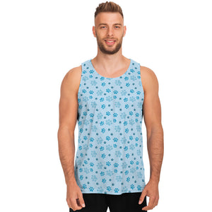 Blue Animal Paw Pattern Print Men's Tank Top