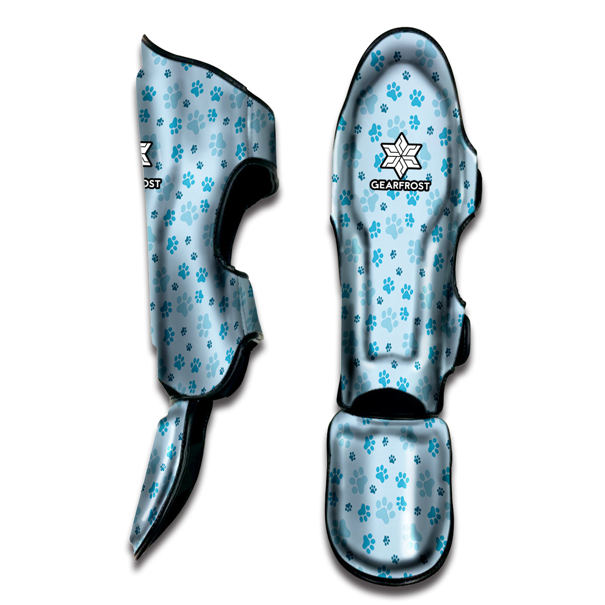 Blue Animal Paw Pattern Print Muay Thai Shin Guard