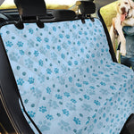 Blue Animal Paw Pattern Print Pet Car Back Seat Cover