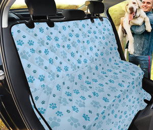 Blue Animal Paw Pattern Print Pet Car Back Seat Cover