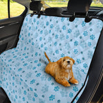 Blue Animal Paw Pattern Print Pet Car Back Seat Cover