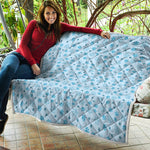 Blue Animal Paw Pattern Print Quilt